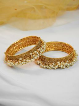 Niscka - Designer 24K Gold Plated Traditional Kada Bangle Set with Beads