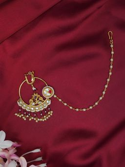 Niscka - 24K Gold Plated Red Colour Wedding Nathiya
