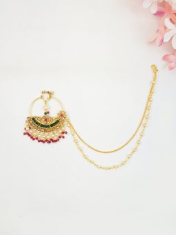 Niscka - Green and Pink Bridal Nathiya 24K Gold Plated