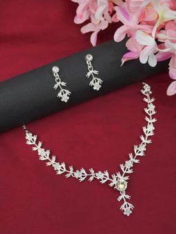 Niscka - Leaflet CZ Stone Necklace with Earrings
