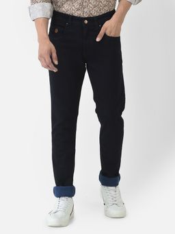 CRIMSOUNE CLUB - Men Navy Blue Jeans With Logo Embellishment