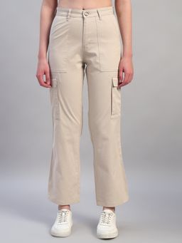 Cantabil - Women Beige Solid Regular Fit Cargo