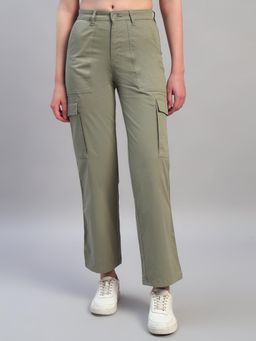 Cantabil - Women Light Green Solid Regular Fit Cargo
