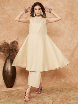 InWeave - Cream Lurex Kurta and Palazzo (Set of 2)