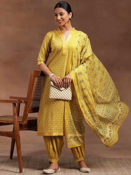 Libas - Mustard Pure Cotton Printed Kurta Sets for Women