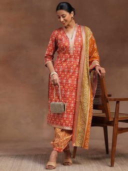Libas - Red Pure Cotton Printed Kurta Sets for Women