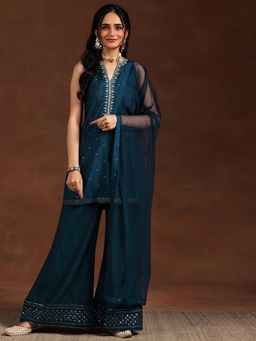 Libas - Blue Silk Blend Embroidered Kurta Sets for Women
