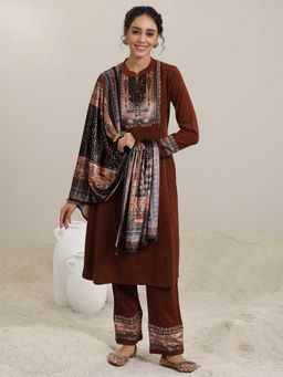 Libas - Rust Wool Blend Yoke Design Kurta Sets for Women
