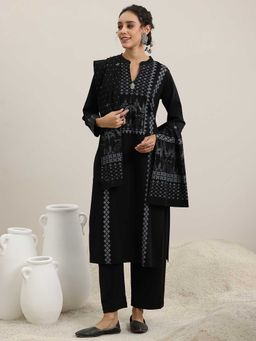 Libas - Black Wool Blend Woven Design Kurta Sets for Women