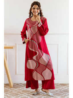 Autumnlane - Siya Scarlet Printed Kurta with Pant (Set of 2)