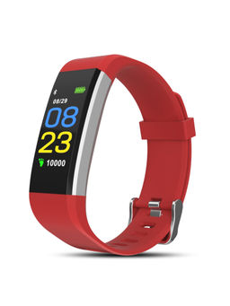 Portronics - Kronos X3 Smart Fitness Band with Steps Tracker, BP & Heart Rate Monitor-Red