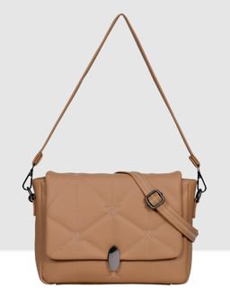 ESBEDA - Coffee Brown Color Logo Embroidered Sling Bag for Women