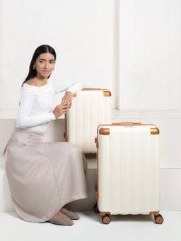 Assembly - Premium Hard sided Suitcase Trolley - Cream - Iris (Set of 2)