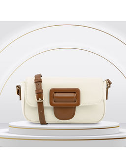 Fastrack - Casual Sling Bag with Buckle Detail In Off White