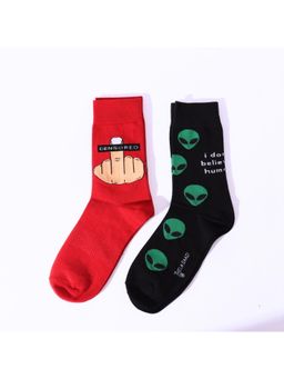Thela Gaadi - Censored & Alien Printed Socks (Pack of 2)