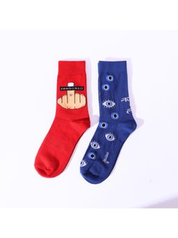 Thela Gaadi - Censored & Evil Eye Printed Socks (Pack of 2)