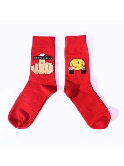 Thela Gaadi - Censored & Fake It Printed Socks (Pack of 2)