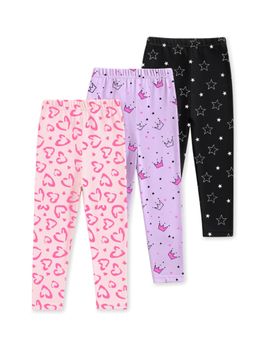 Trampoline - Multi-Color Cotton Lycra Regular Leggings (Pack of 3)