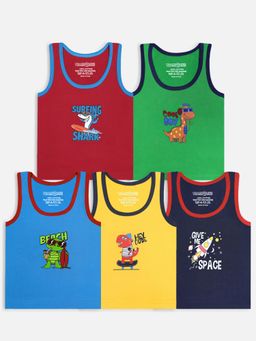 Trampoline - Multi-Color Cotton Sleeveless Regular Vests (Pack of 5)