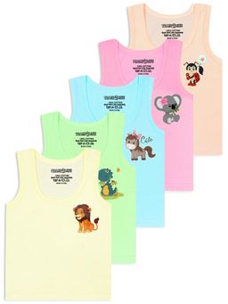 Trampoline - Multi-Color Cotton Sleeveless Regular Vests (Pack of 5)