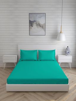 Layers - Be Bold Cotton 144 TC Double Fitted BedSheet (Aqua)