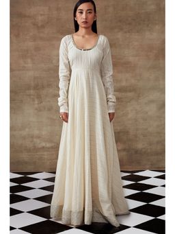 RISHI & VIBHUTI - Waterlily Anarkali Kurta & Dupatta Ivory (Set of 2)