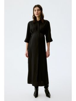 H&M - Women Black MAMA Belted shirt dress
