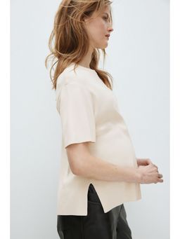 H&M - Women Beige MAMA Fine-knit T-shirt