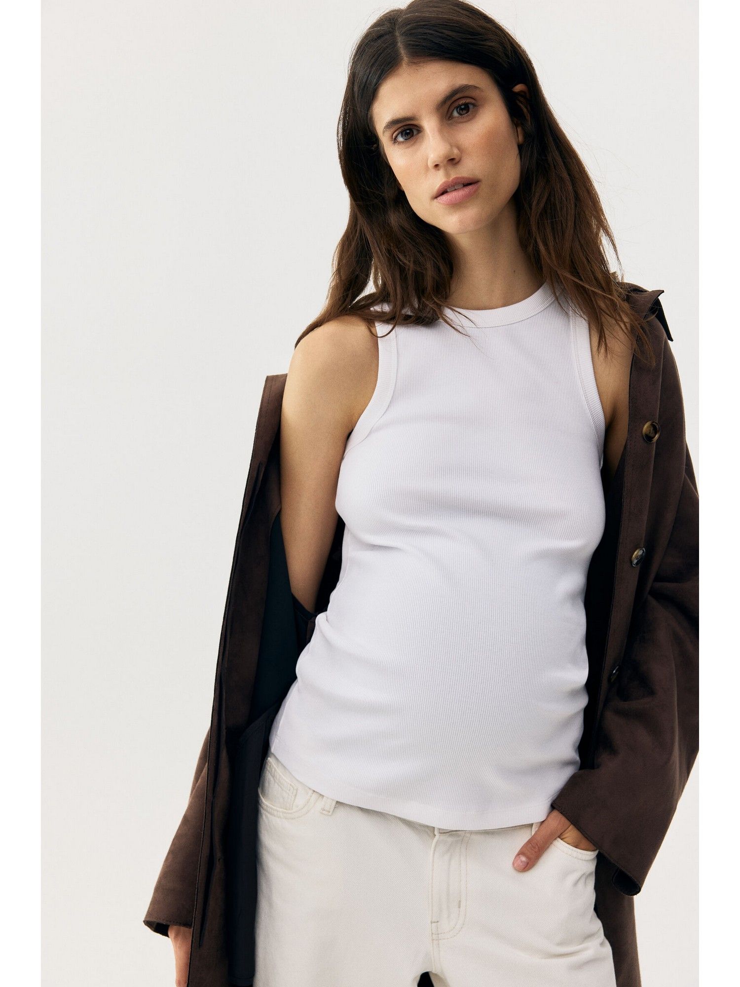 h&m Women White MAMA Ribbed vest top-picture-30