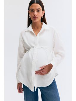 H&M - Women White MAMA Before & After Muslin shirt