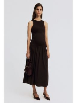 H&M - Women Brown MAMA Smocked jersey dress