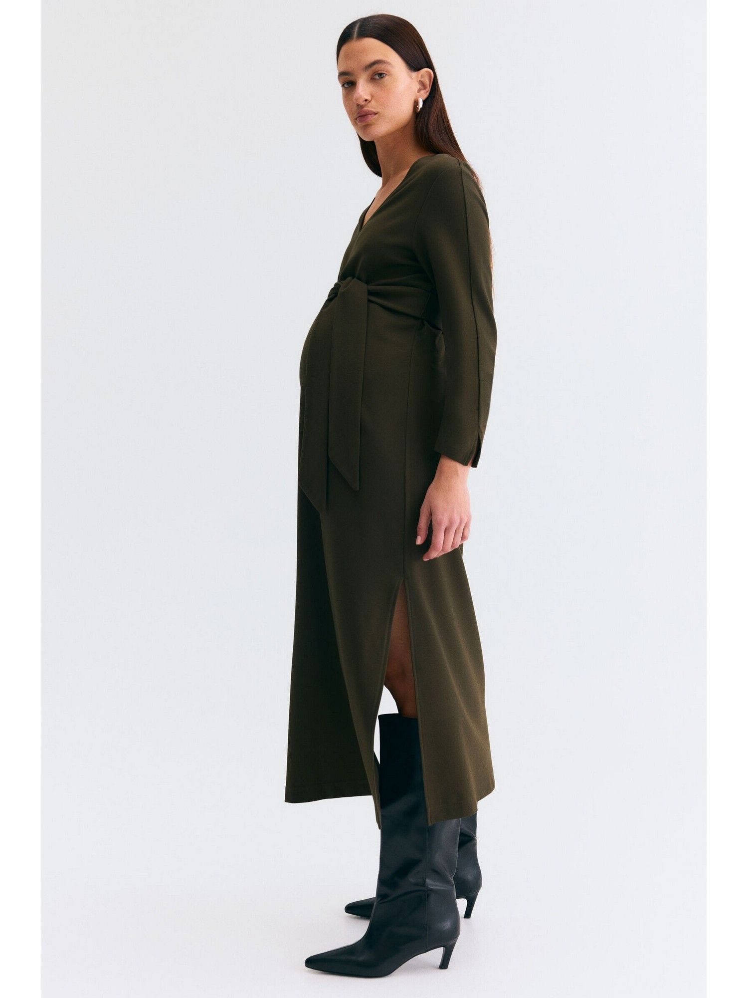 h&m Women Green MAMA Tie-belt jersey dress-picture-20