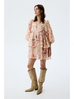 H&M - Women Beige MAMA Linen-blend dress