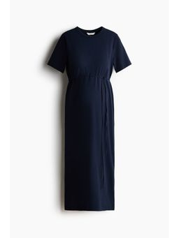 H&M - Women Blue MAMA Tie-detail T-shirt dress