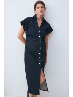 H&M - Women Blue MAMA Short-sleeved denim dress