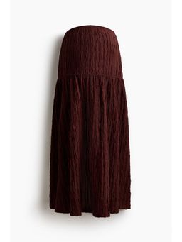 H&M - Women Brown MAMA Textured jersey midi skirt