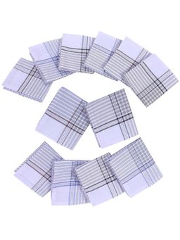 Kuber Industries - Soft Cotton Lining Check Handkerchief for Men - White (Pack of 12)