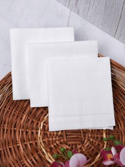 Kuber Industries - Premium Cotton Handkerchief for Men Plain - White (Pack of 12)