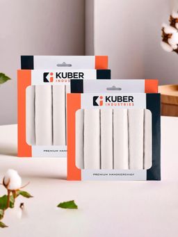 Kuber Industries - Premium Cotton Handkerchief for Men with Box Plain Silver - White (Pack of 12)