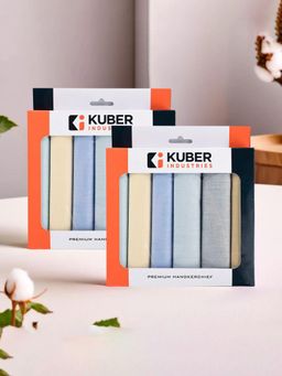 Kuber Industries - Premium Cotton Handkerchief for Men with Box Silver - Light Color (Pack of 12)