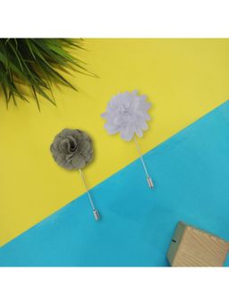 The Tie Hub - Crocus Green and White Dahlia Flower Lapel Pins (Pack of 2)