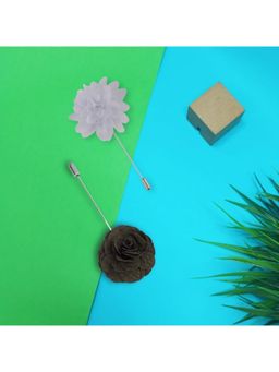 The Tie Hub - Crocus Olive Green and White Dahlia Flower Lapel Pins (Pack of 2)