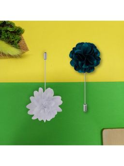 The Tie Hub - Green Marigold & White Dahlia Lapel Pins (Pack of 2)