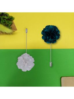 The Tie Hub - Green Marigold & White Marigold Lapel Pins (Pack of 2)