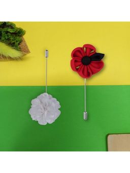 The Tie Hub - Gazania Red & White Marigold Lapel Pins (Pack of 2)