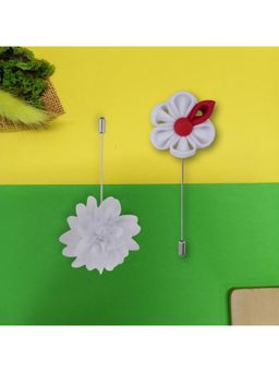 The Tie Hub - Gazania White & White Dahlia Lapel Pins (Pack of 2)