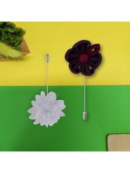 The Tie Hub - Gazania Purple & White Dahlia Lapel Pins (Pack of 2)