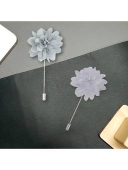 The Tie Hub - Grey & White Dahlia Lapel Pins (Pack of 2)