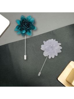The Tie Hub - Bottle Green & White Dahlia Lapel Pins (Pack of 2)