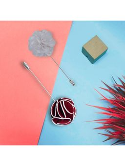 The Tie Hub - Blossom Maroon & White Marigold Lapel Pins (Pack of 2)